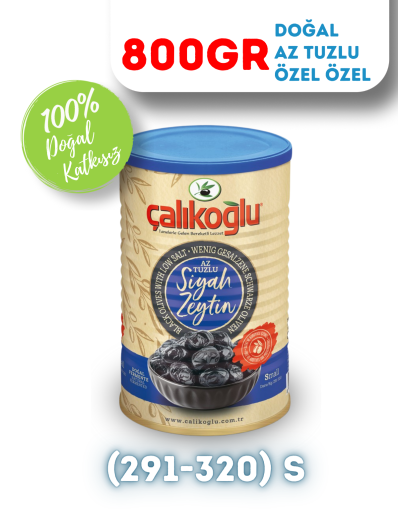 Çalıkoğlu Doğal Gemlik Özel Seçme Siyah Zeytin (Az Tuzlu) 800 gr (291-320) S