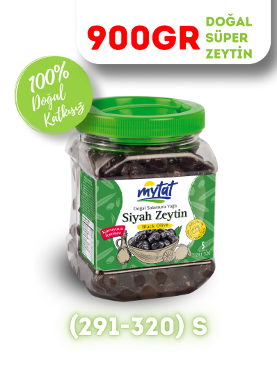 Mytat Doğal Gemlik Süper Siyah Zeytin 900 gr (291-320) S