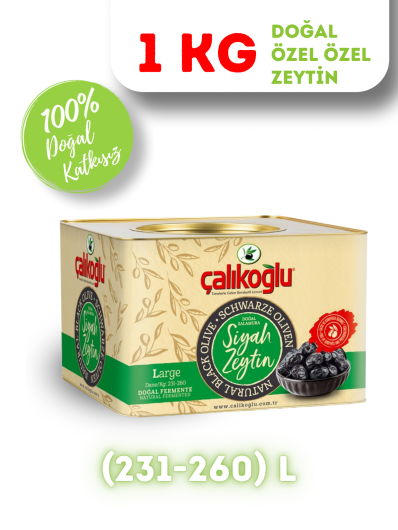 Çalıkoğlu Doğal Gemlik Özel Özel Siyah Zeytin 1 kg (231-260) L