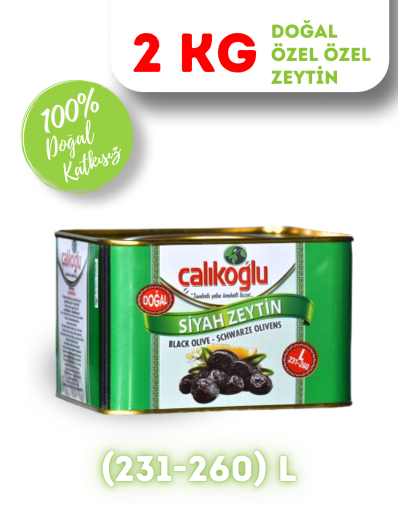 Çalıkoğlu Doğal Gemlik Özel Özel Siyah Zeytin 2 kg (231-260) L