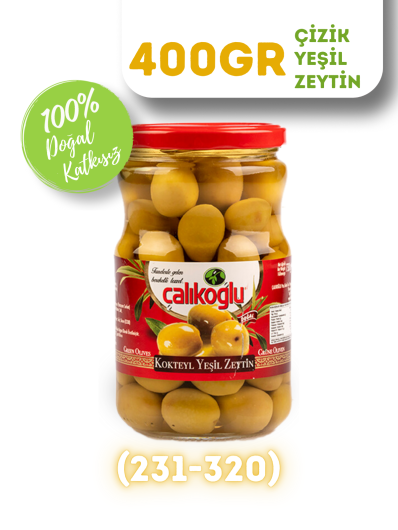 Çalıkoğlu Doğal Çizik Yeşil Zeytin 400 gr (261-290)