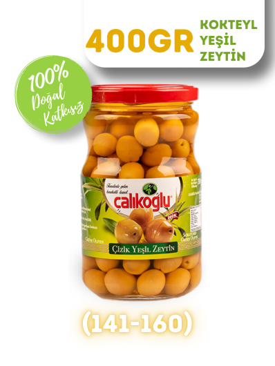 Çalıkoğlu Doğal Kokteyl Yeşil Zeytin 400 gr (141-160)