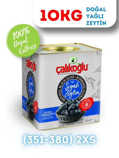 Çalıkoğlu Doğal Gemlik Yağlı Siyah Zeytin 10 kg (351-380) 2XS